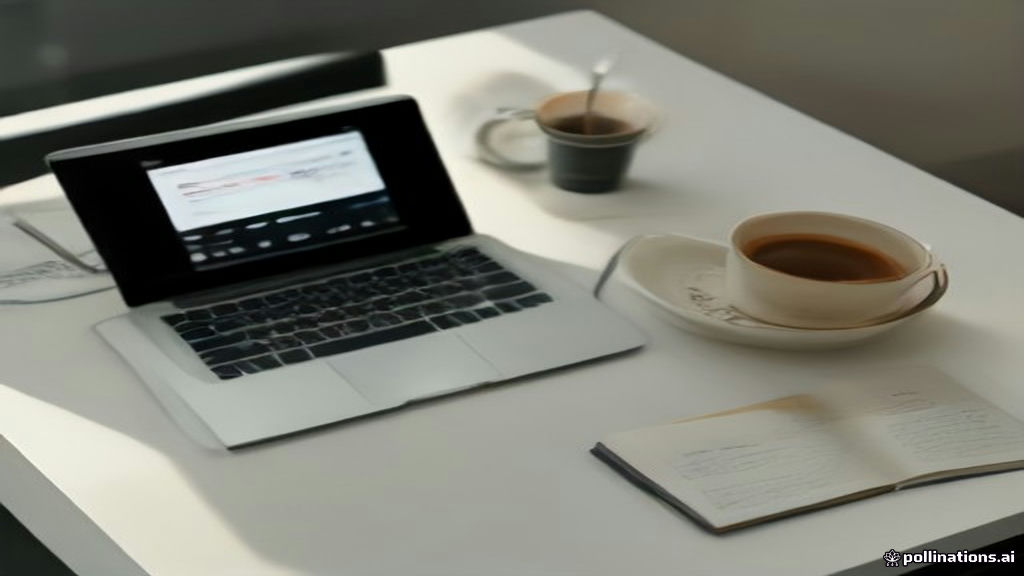 Modern office desk with a laptop displaying publishing analytics and digital income charts.