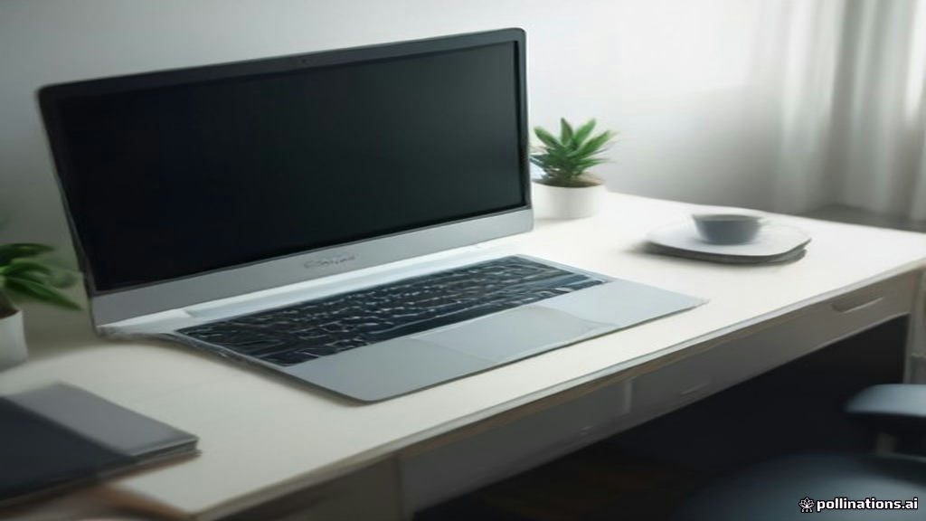 Clean editorial workspace featuring a laptop displaying newsletter analytics and creator tools