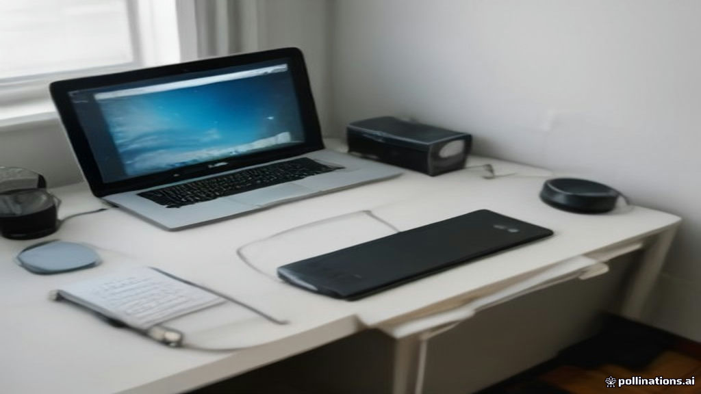 Remote workstation setup with laptop and headset used for online ESL tutoring on Cambly.