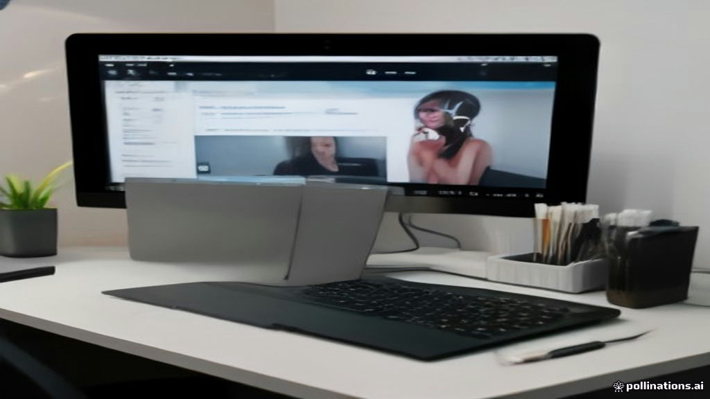 A clean, modern home workspace set up for remote online tutoring with a laptop and headset.