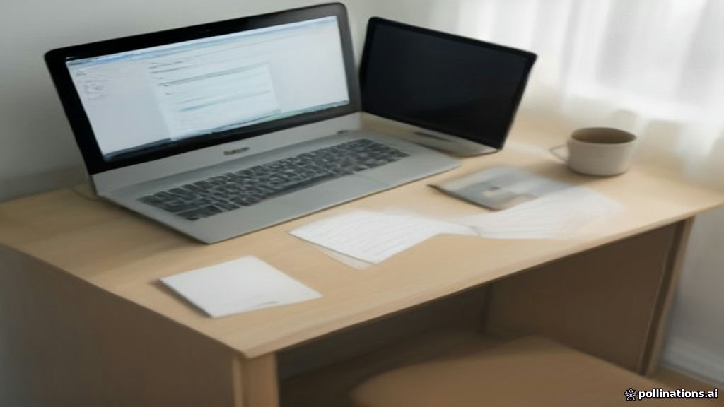 A remote worker setup showing a laptop dashboard with data microtask analytics on an organized desk.