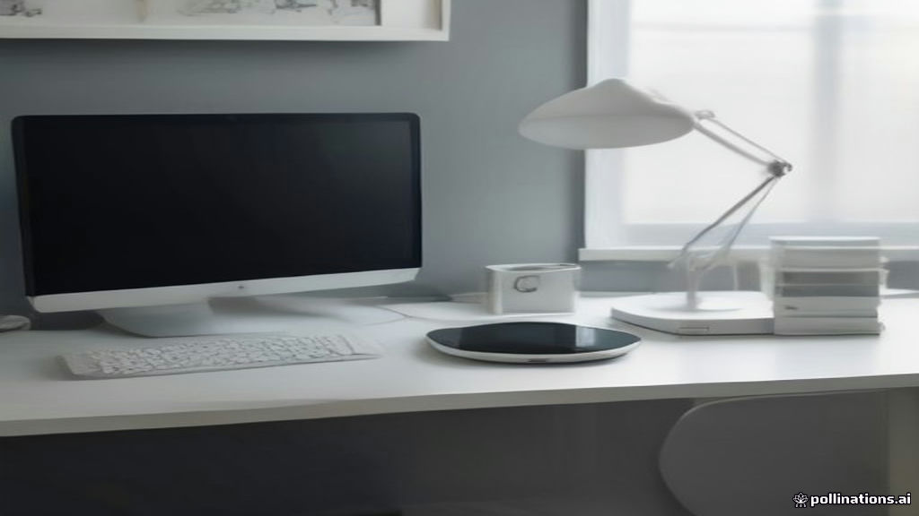 A home internet router connected to a desktop network monitoring bandwidth traffic in a bright modern home office.