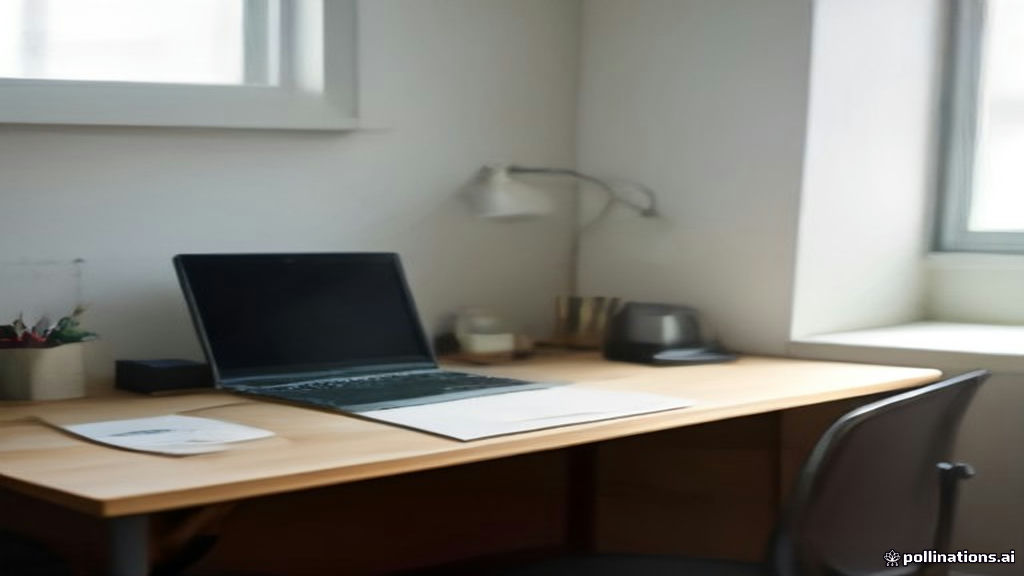 A minimalist e-commerce workspace with handcrafted goods and a laptop displaying online shop management tools.