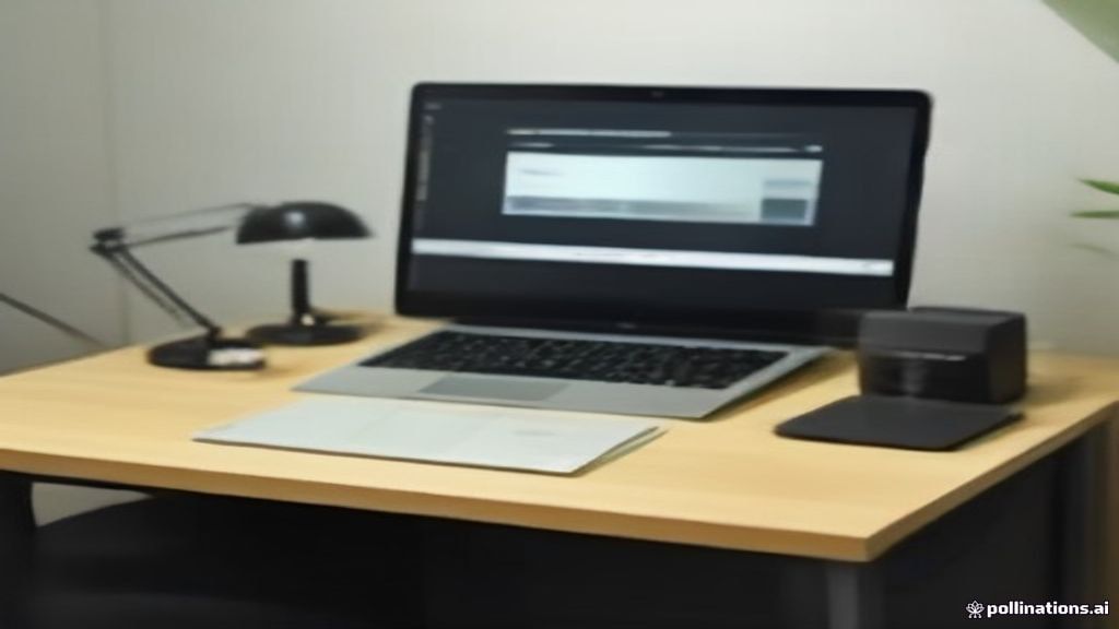A modern seller workspace showing an online store management dashboard on a laptop screen.