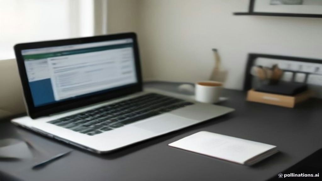 Freelancer managing services on a laptop at a clean wooden desk with natural lighting.