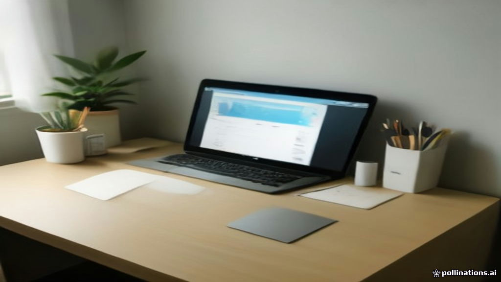 Minimalist WFH desktop setup showing a modern laptop and notebook in daylight.