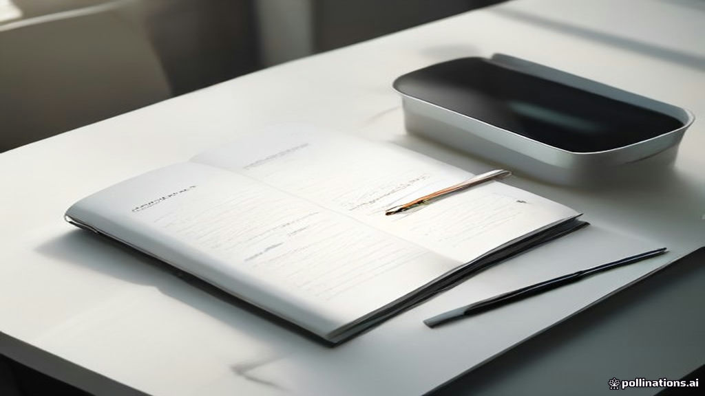 A modern minimalist desk setup with a mobile device display and journal representing online reward platform tracking.