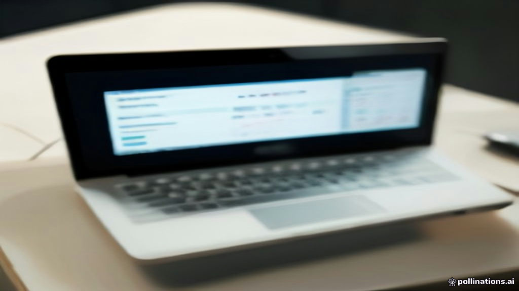 Minimalist desk setup with a laptop showing financial task analytics and reward app tracking.
