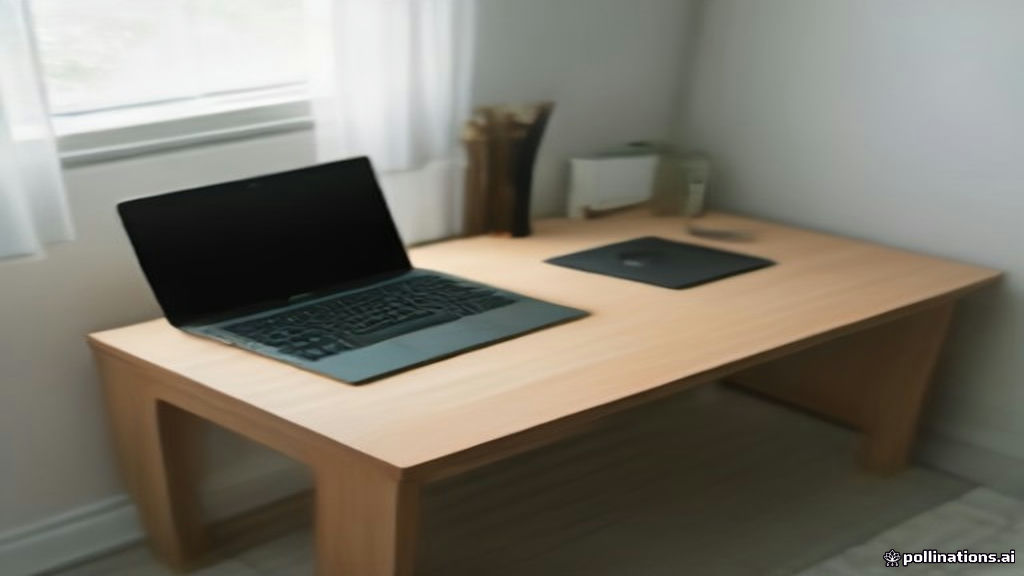 Minimalist home office workstation setup for remote AI data annotation and operations work.