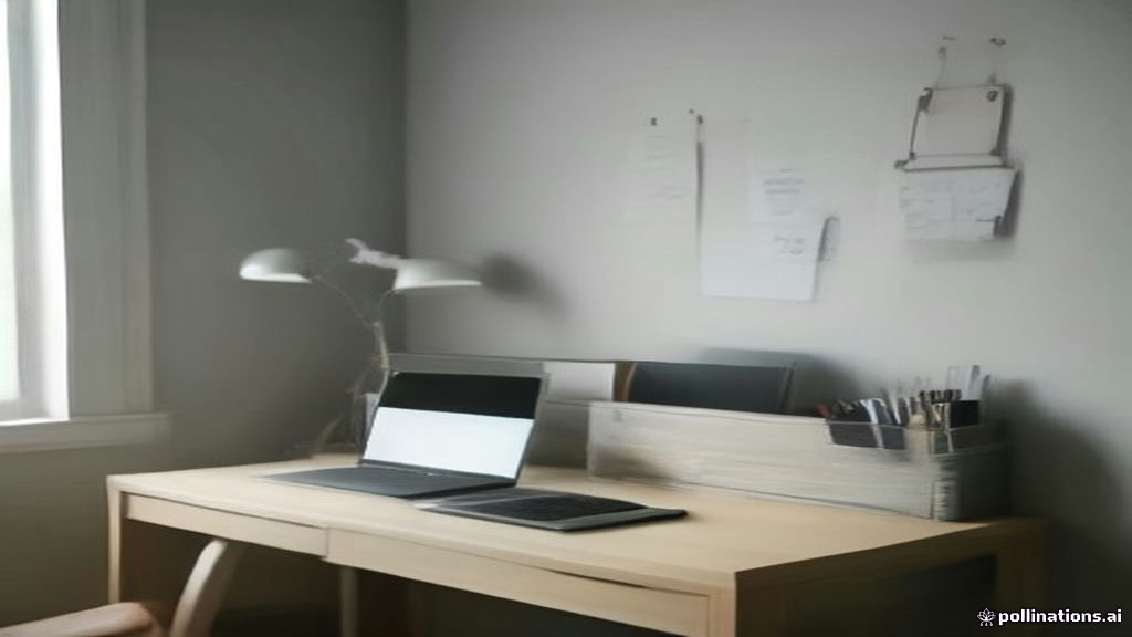 A remote worker desk setup with a computer and phone headset for virtual customer support work.