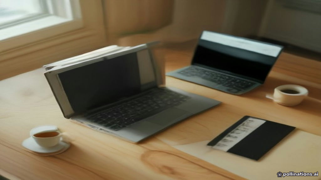 A clean home office desk setup featuring a laptop displaying remote data annotation work tasks.