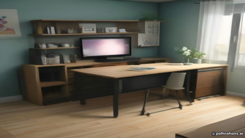 A tidy work-from-home teaching station with lesson planning tools and a laptop screen displaying online class materials.