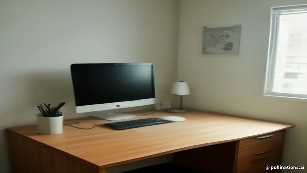 Minimalist home office desk with an open laptop and notebook representing secure online language tutoring.
