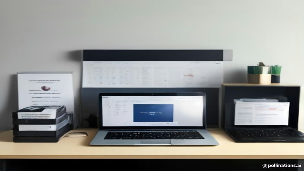 E-commerce workspace with printed custom apparel and order management software on a laptop screen.