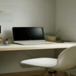 Modern remote workspace set up for AI model training and evaluation tasks on a laptop.