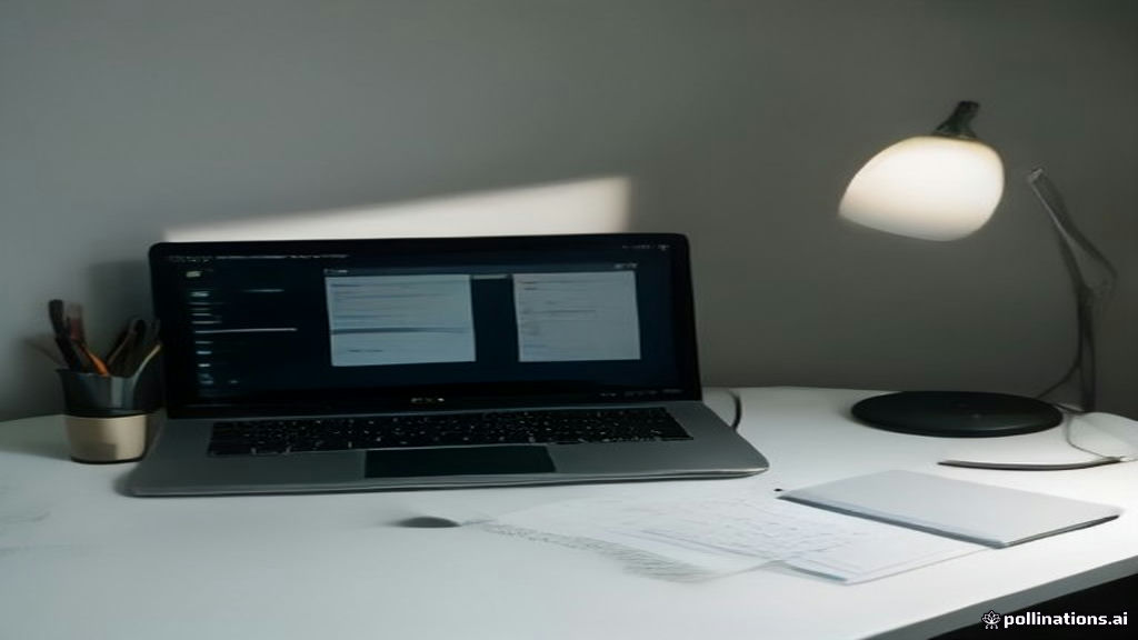 Modern workspace with laptop showing user research dashboard and professional note-taking setup.