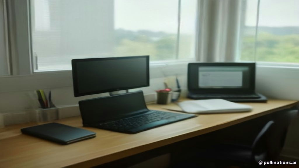 A secure remote work desktop setup featuring a laptop used for participating in user research studies.