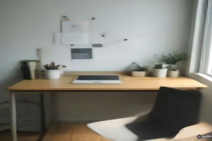 A modern home office setup featuring a open laptop on a wooden desk, symbolizing remote AI work evaluation.