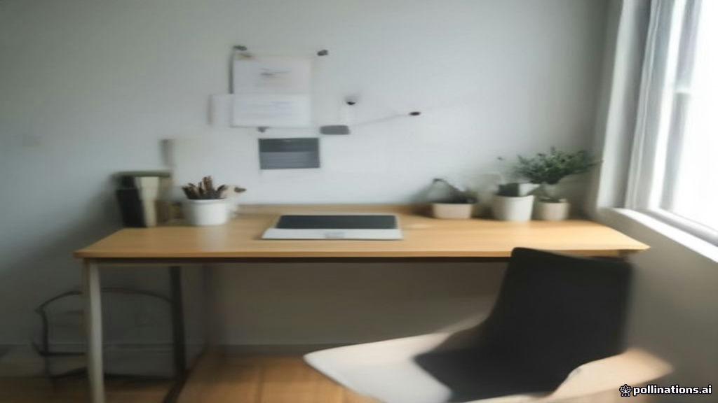 A modern home office setup featuring a open laptop on a wooden desk, symbolizing remote AI work evaluation.