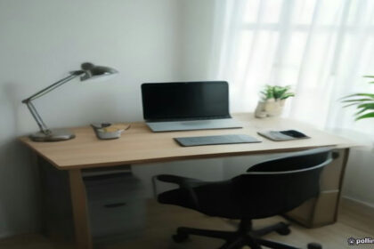 A remote worker setup featuring a laptop and digital workspace used for search rating and AI evaluation projects.
