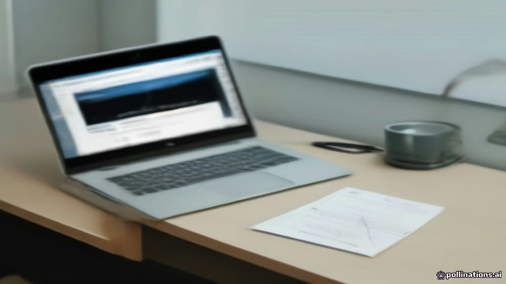 Remote worker analyzing evaluation tasks on a laptop at an organized home office desk.