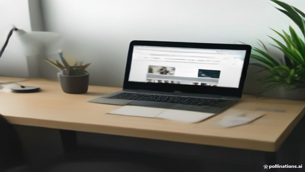 A modern editorial desk set up with an open laptop displaying a publisher management dashboard.