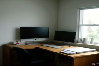 A minimalist writing setup with a laptop displaying a newsletter dashboard under daylight.