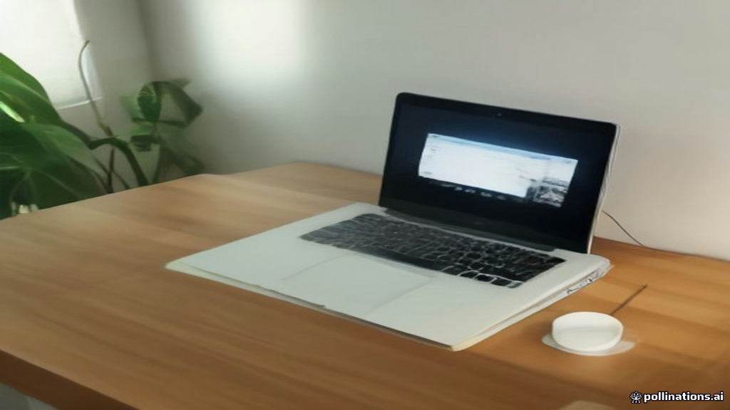 Minimalist remote work setup with laptop displaying dataset evaluation guidelines.