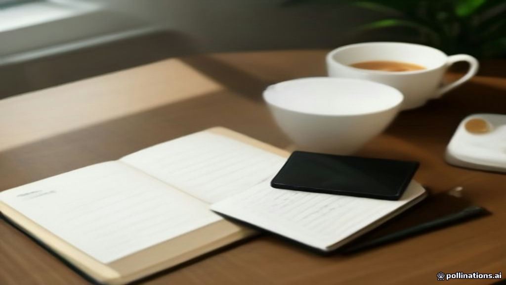 A modern desk setup with a tablet displaying rewards balance and cash-out options.