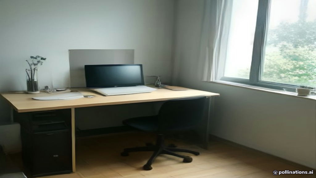 Headphones and a laptop sitting on a minimalist desk prepared for remote transcription work.