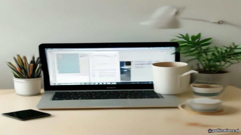 A remote developer workspace with code open on a screen, illustrating contract software engineering and AI work.