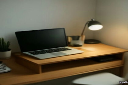 Freelance workspace displaying digital work management and proposal tools on a laptop screen.