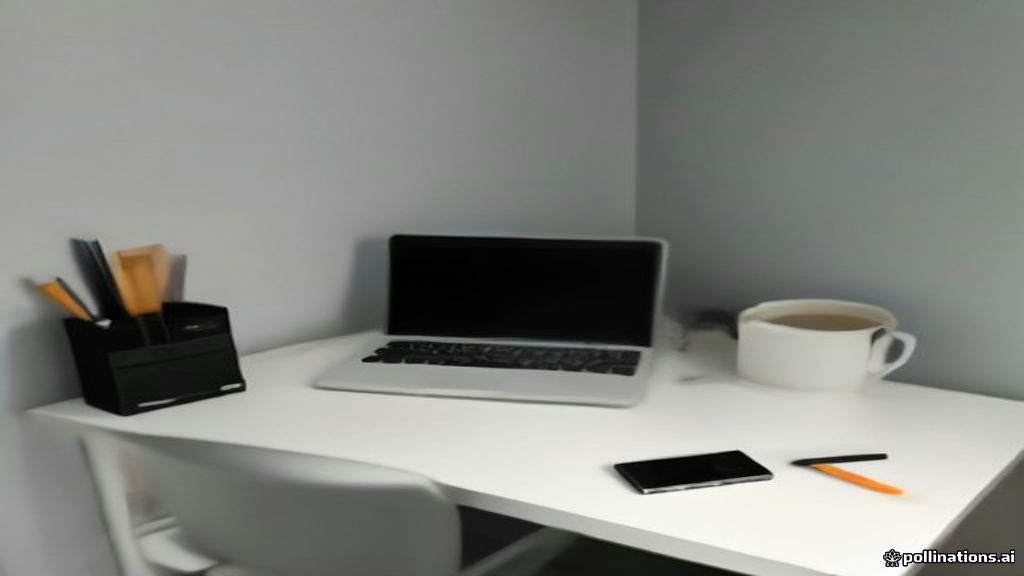 A tidy home workspace set up for online tutoring with a open laptop, notebook, and quiet lighting.