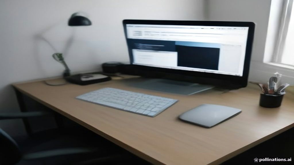 A modern home workstation setup for a remote search evaluator and localization contractor.