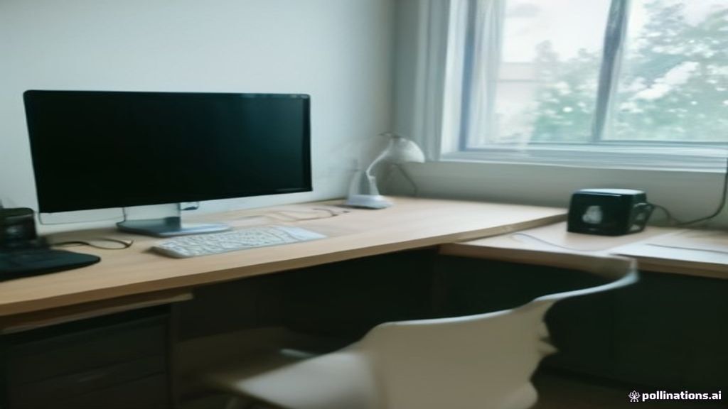 A remote work setup featuring a laptop, USB headset, and desk, representing independent contractor customer service work.