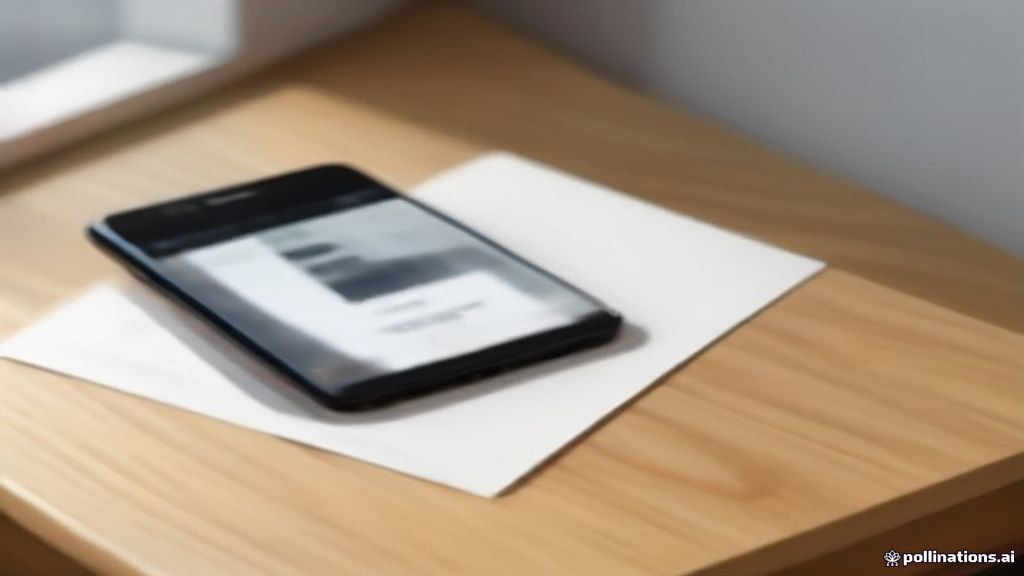 Smartphone resting on a wooden desk alongside a notepad, illustrating retail audit app earnings and field evaluation…
