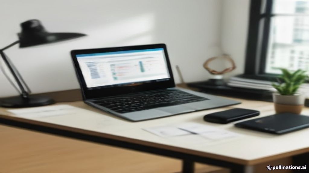 Paperback book and laptop on a bright wooden desk demonstrating self-publishing royalties and distribution channels.
