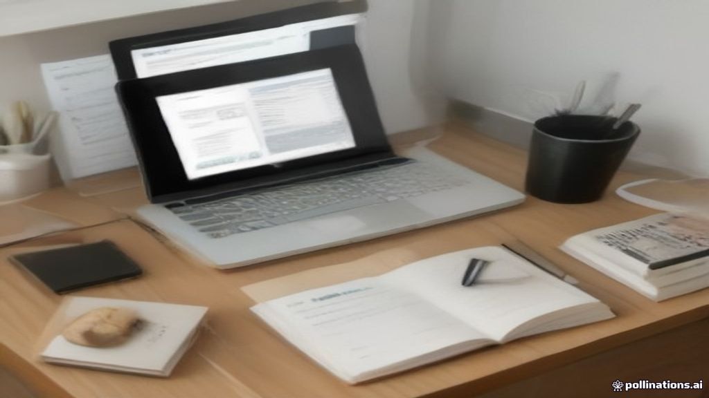 A modern desk setup showing a lined journal and laptop used for calculating Amazon KDP publishing royalties.