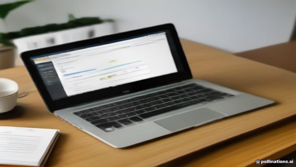 A clean home office setup featuring a laptop displaying writer analytics and earnings charts.