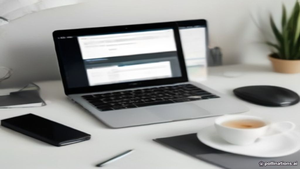A modern desk set up for digital publishing and article writing in soft daylight.