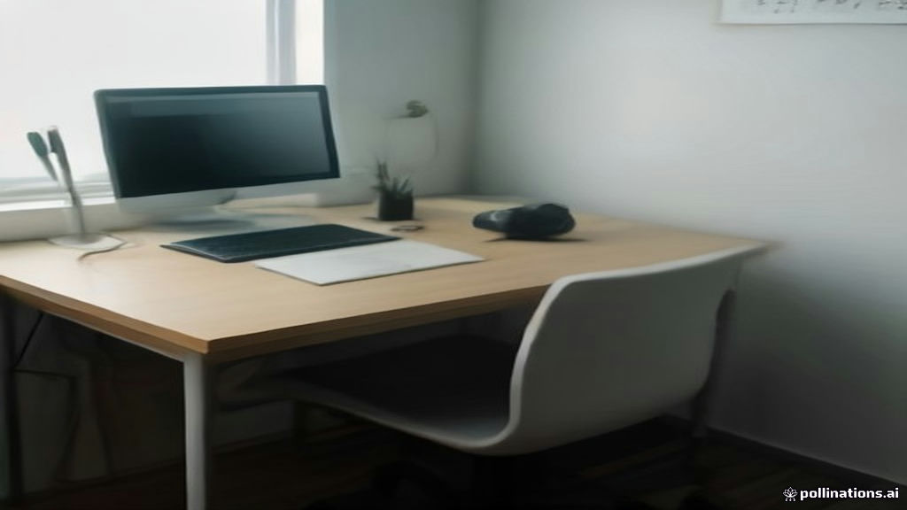 Minimalist remote worker workstation with a laptop and workspace accessories under clear daytime lighting.