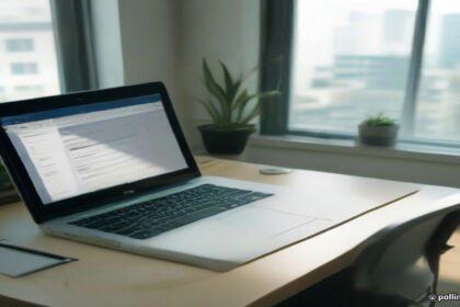 Minimalist remote work setup with a laptop and notebook for evaluating AI models as a Mercor generalist.