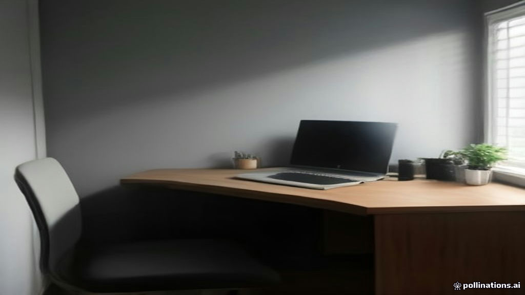 A remote working environment setup with a laptop displaying developer screening and project assessment metrics.