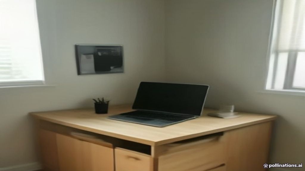 A modern remote workspace setup with a laptop and notebook for completing online AI evaluation tests.