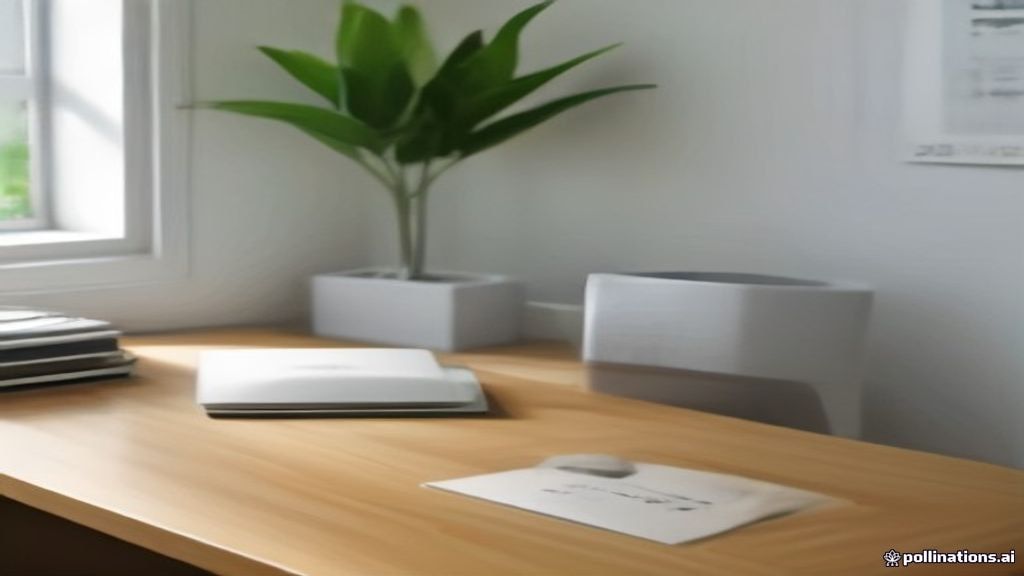 Online ESL tutoring setup featuring a laptop and microphone headset on a minimalist wooden work table.