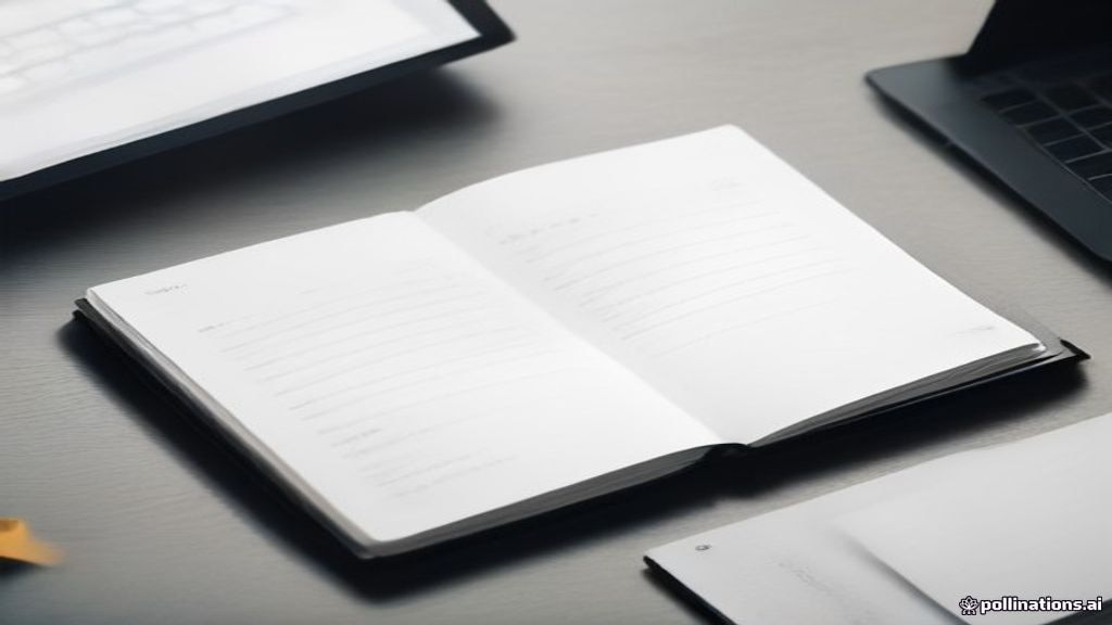 Minimalist home office desk with a laptop open to analytical guidelines and research documents.