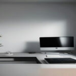 Minimalist remote workstation featuring a laptop used for evaluation tasks and structured analytical work.