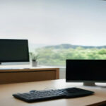 Desktop computer setup monitoring bandwidth usage for passive online earnings.