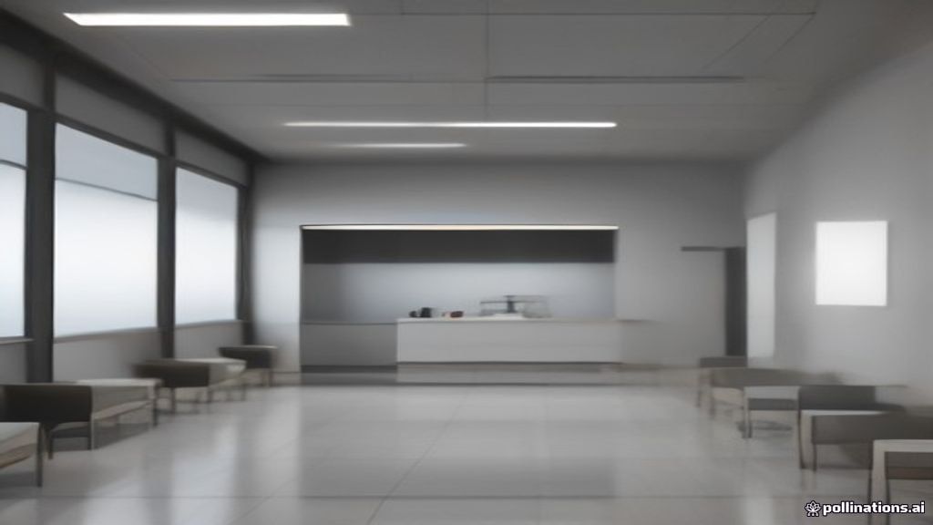 A modern clinical trial facility desk with research participant intake documentation and medical instruments.