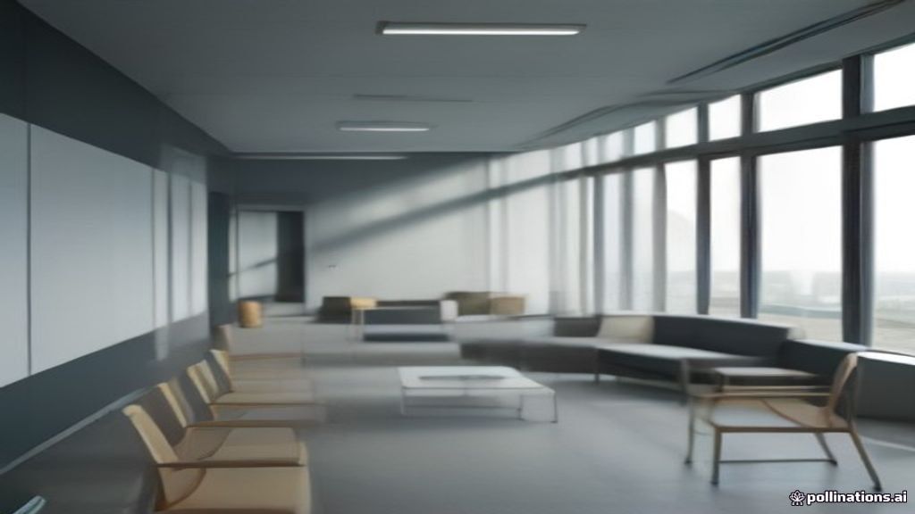 A clean and modern clinical research study reception lounge with documentation materials on a glass table.